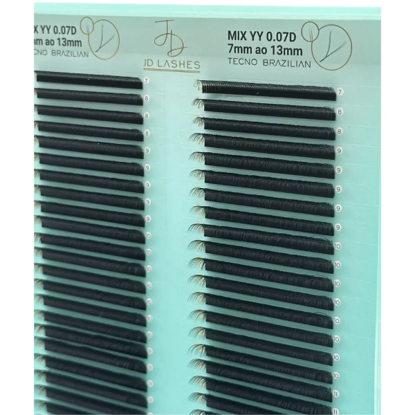 Cílios Tecno Brazilian Economic Line YY Preto 0.07D - JD Lashes 60 Fileiras Volume Brasileiro